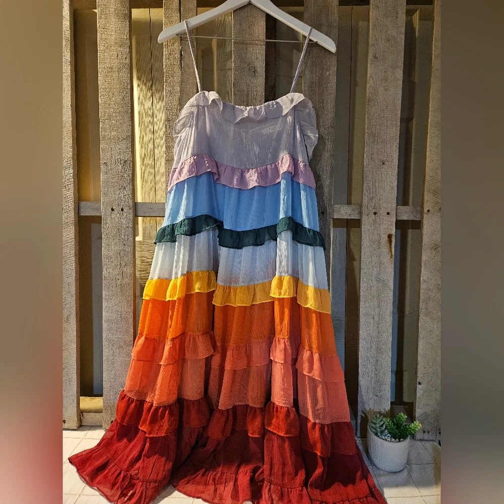 Storia Rainbow Dress size large - Picture 1 of 12